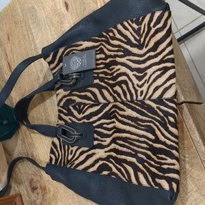 Vince Camuto Black and Brown Zebra Print Women's Bag